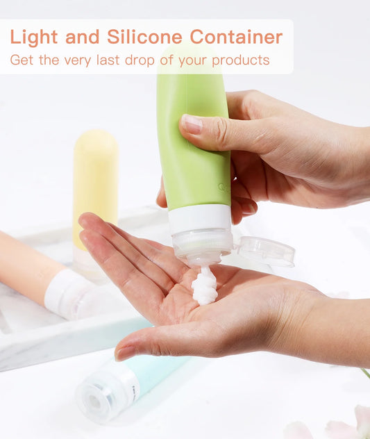 4-Pack Travel Bottles for Toiletries – Leak-Proof 3oz BPA-Free Silicone Shampoo, Conditioner & Lotion Bottles, TSA Approved