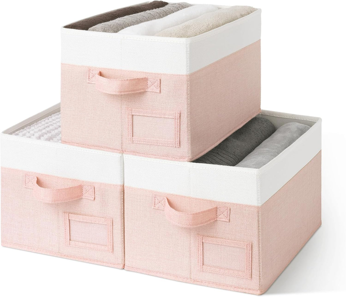 3-Pack Large Fabric Storage Bins with Handles, Collapsible Storage Boxes for Shelves & Closet Organization, Gray