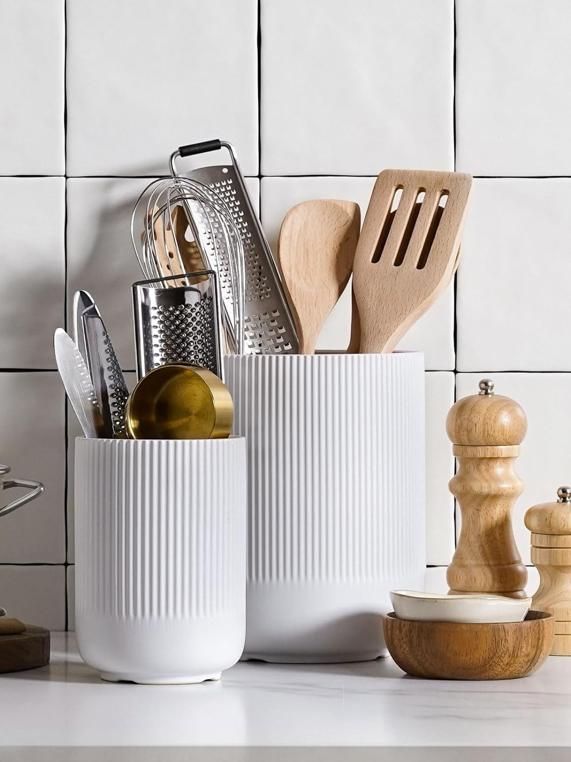 Ceramic Kitchen Utensil Holder Set of 2