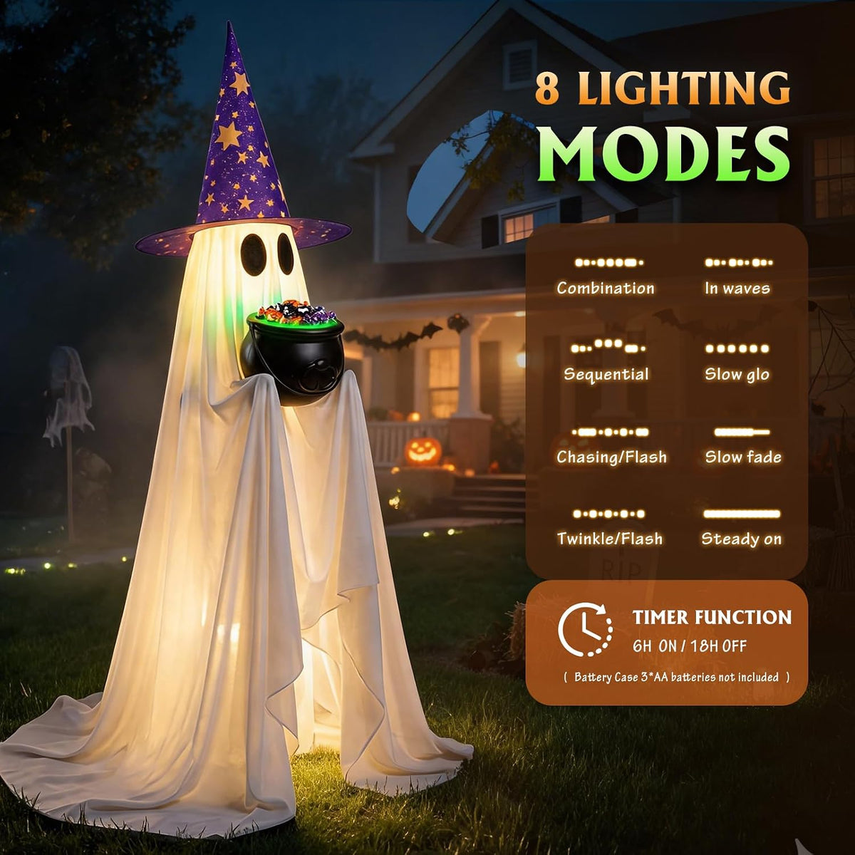 Halloween candy ghost decoration for outdoor lawn porch and entryway display