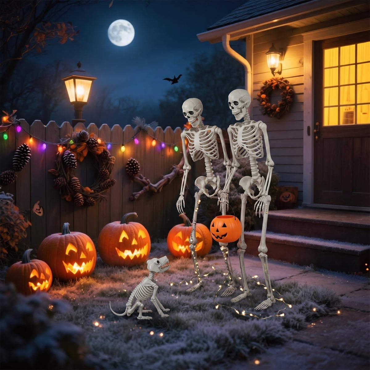 36 Inch Lighted Halloween Skeleton Decoration for Yard