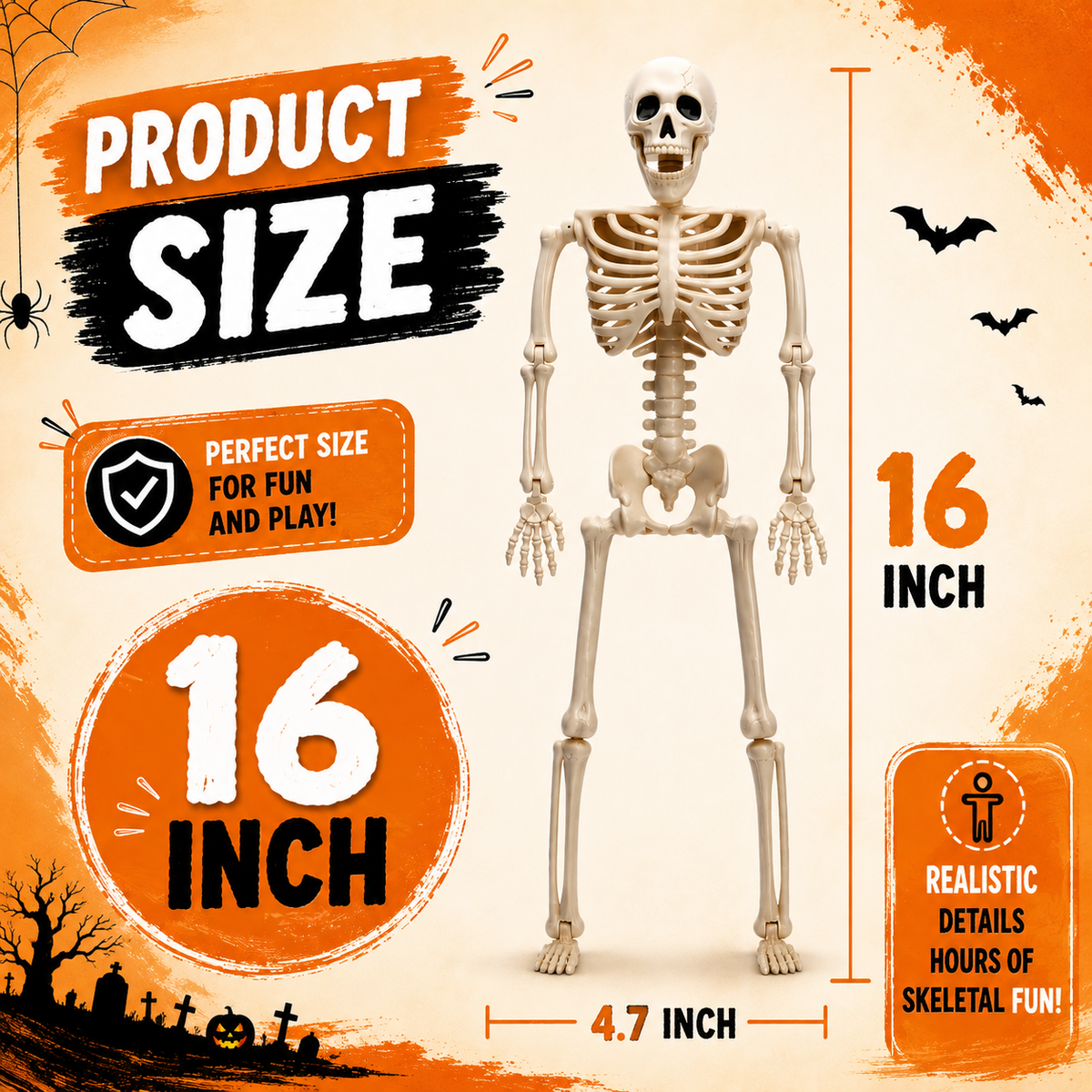 Posable Halloween Skeletons for Graveyard Decorations