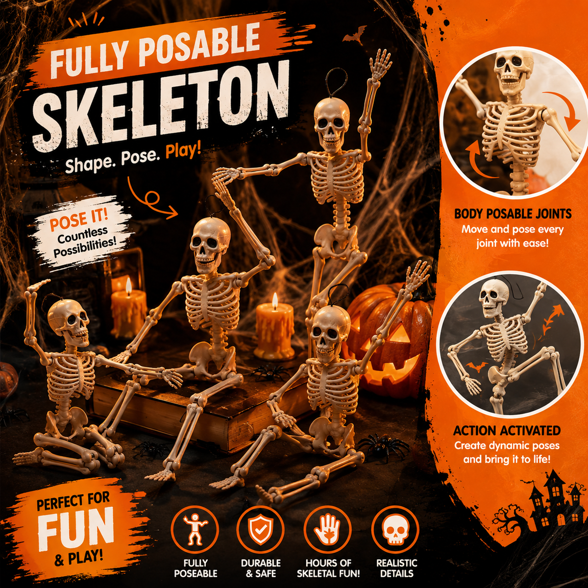 Hanging Skeleton Halloween Decorations for Porch and Window