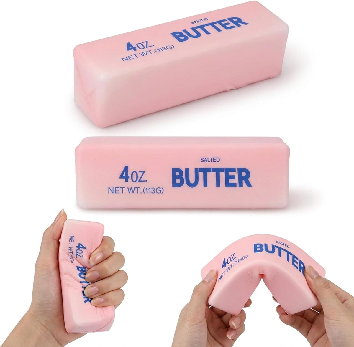 Two green slow-rising butter squishies for sensory play and stress relief