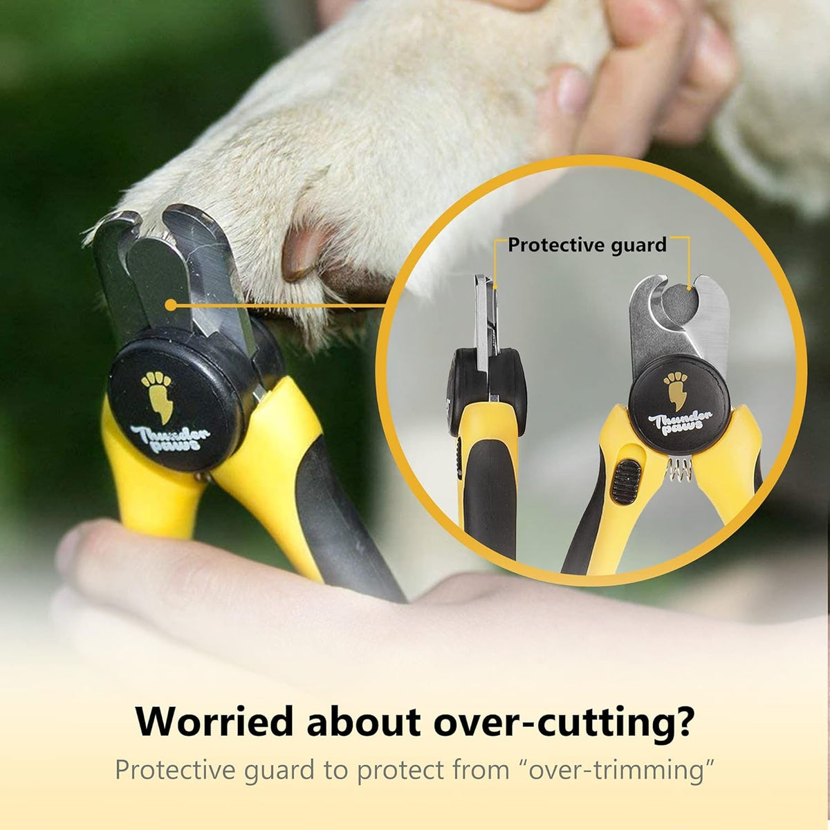 Professional Dog Nail Clippers with Safety Guard & File, Medium-Large Yellow Dog Toenail Trimmer