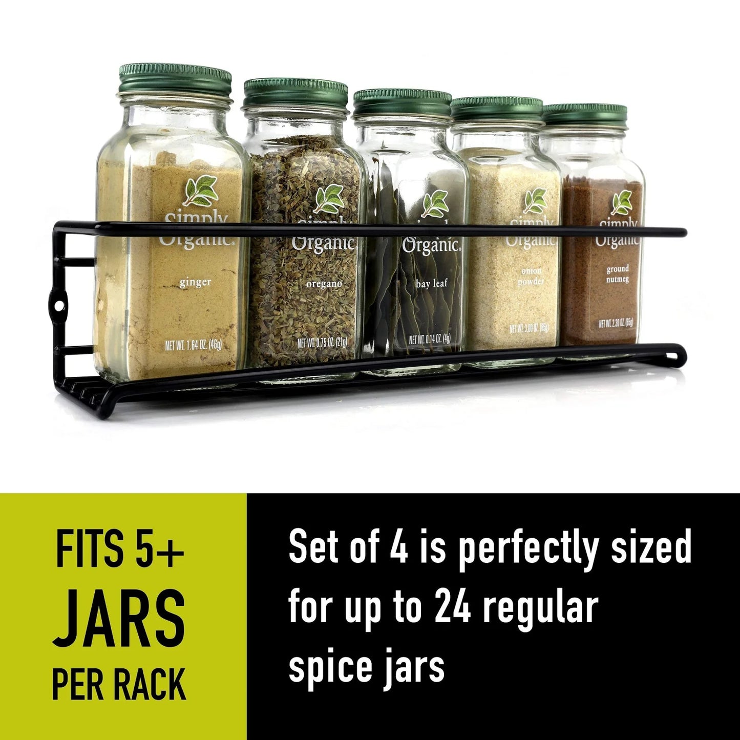 4-Tier Metal Spice Rack Organizer, Hanging Cabinet or Wall Mount, Space-Saving Seasoning Storage for Kitchen, Pantry, or Cupboard (11.5")
