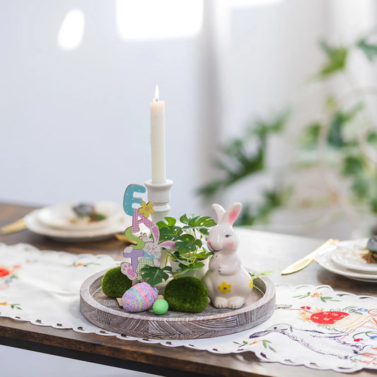 round Wooden Candle Tray: Rustic Decorative Coffee Table Tray ,11.8"