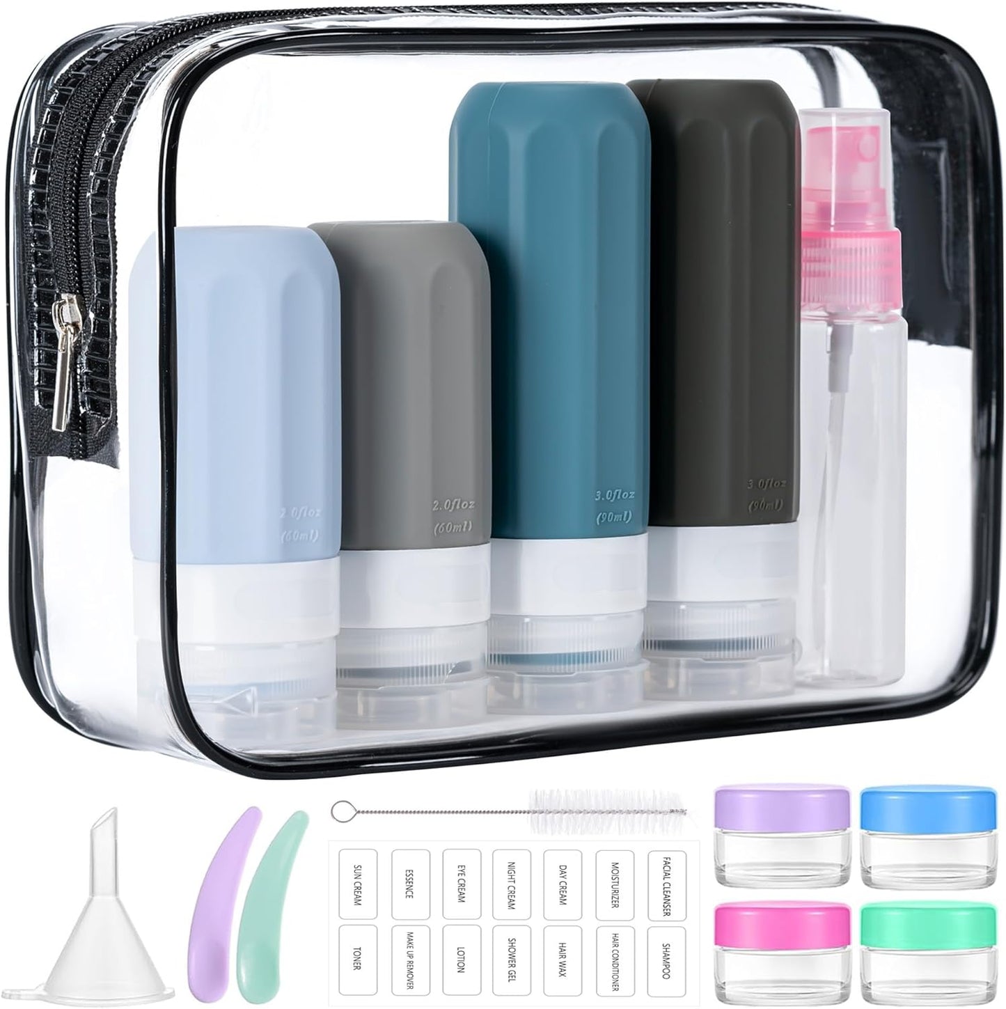 16-Pack Travel Toiletry Bottles – TSA Approved Leakproof 3oz Squeezable Silicone Containers for Shampoo, Conditioner & Liquids