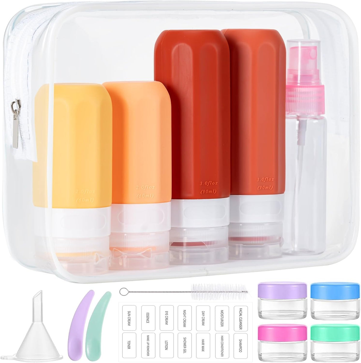 16-Pack Travel Toiletry Bottles – TSA Approved Leakproof 3oz Squeezable Silicone Containers for Shampoo, Conditioner & Liquids