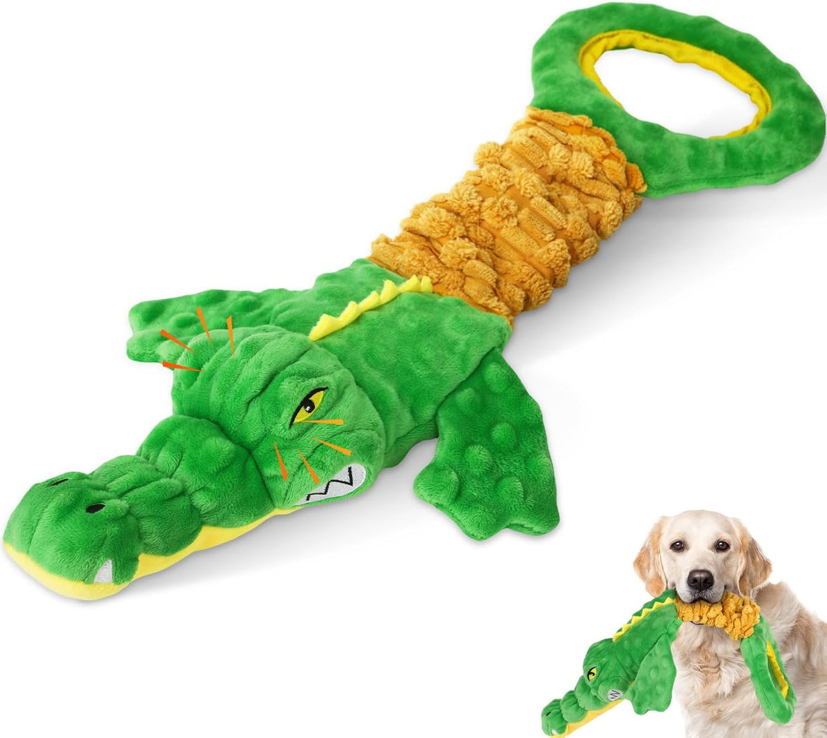 Large Plush Squeaky Dog Toys with Crinkle Paper, Tug of War Pull Toys for Puppies, Interactive Dog Chew Toys for Small, Medium and Large Dogs