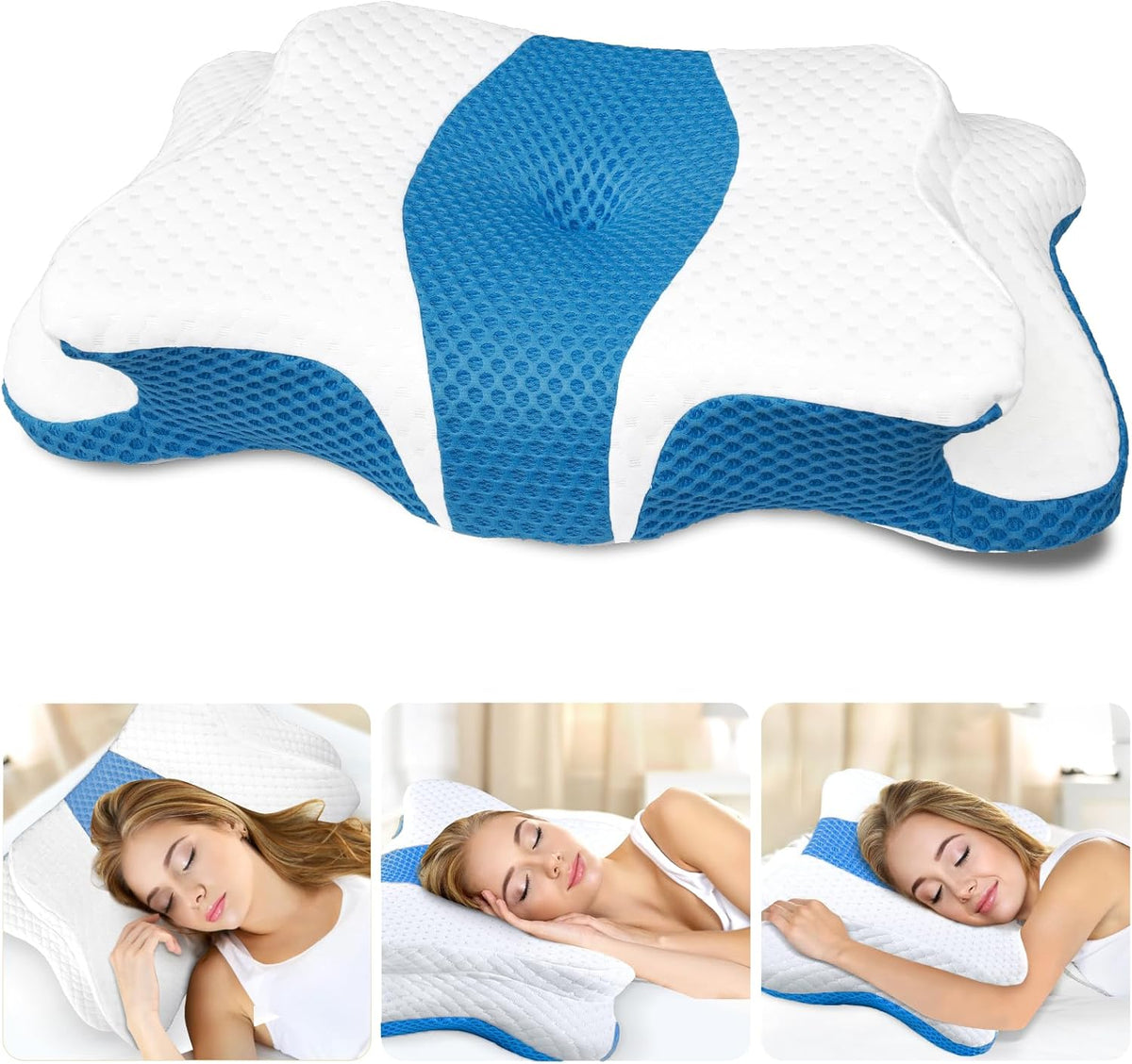 Memory Foam Pillows, Cervical Pillow for Neck and Shoulder Pain Relief, Ergonomic Contour Bed Pillow, Soft for Side Sleep Stomach Sleeping and Back Sleeper