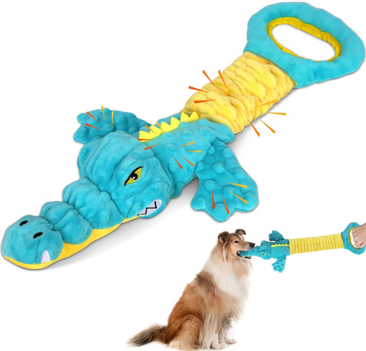 Large Plush Squeaky Dog Toys with Crinkle Paper, Tug of War Pull Toys for Puppies, Interactive Dog Chew Toys for Small, Medium and Large Dogs