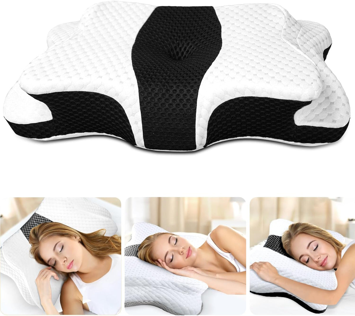 Memory Foam Pillows, Cervical Pillow for Neck and Shoulder Pain Relief, Ergonomic Contour Bed Pillow, Soft for Side Sleep Stomach Sleeping and Back Sleeper