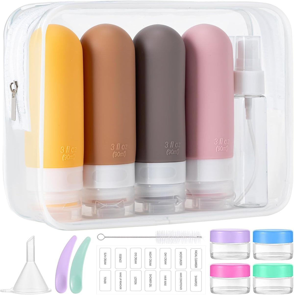 16-Pack Travel Toiletry Bottles – TSA Approved Leakproof 3oz Squeezable Silicone Containers for Shampoo, Conditioner & Liquids