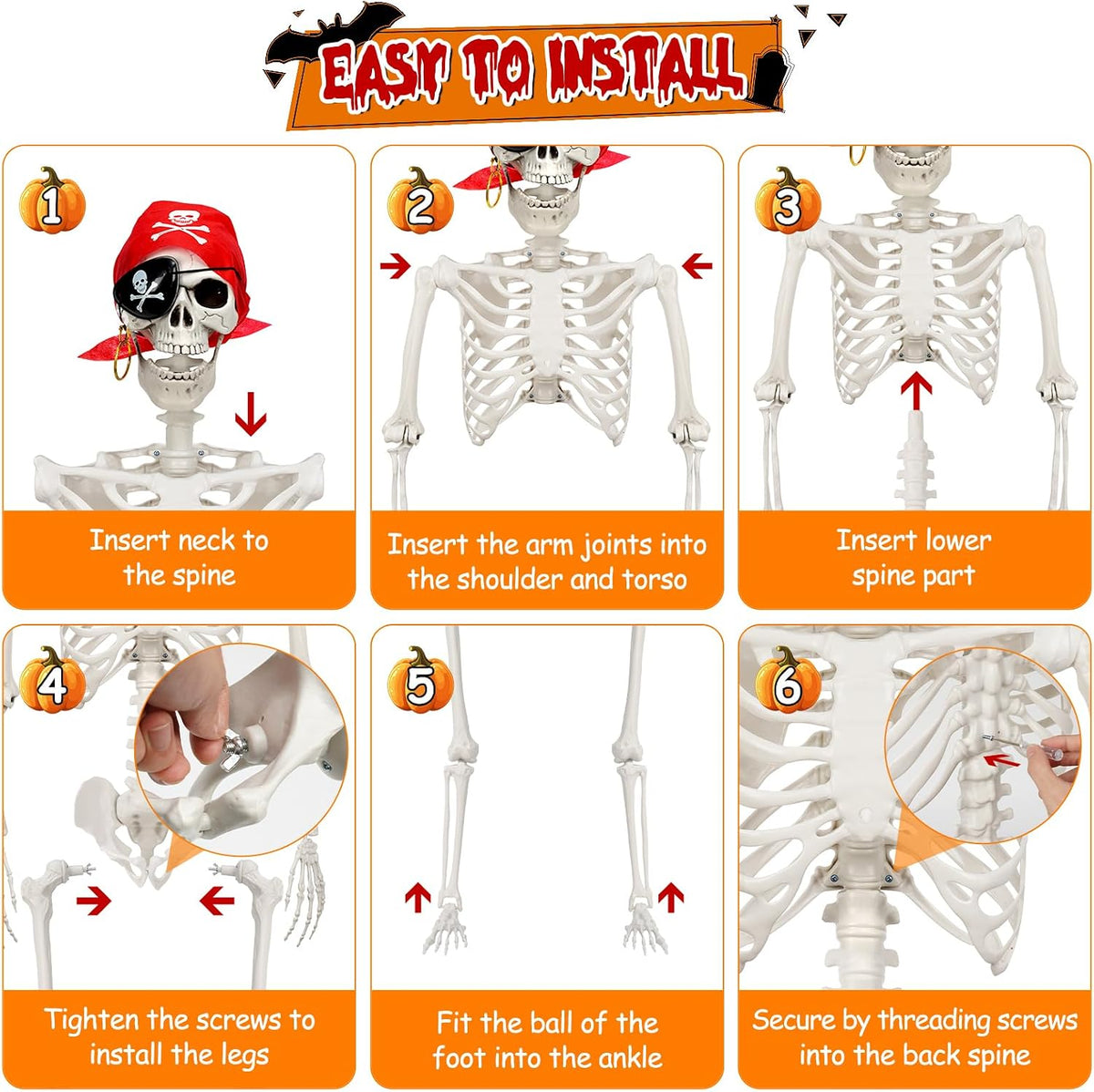Life size skeleton Halloween prop for haunted house decor
