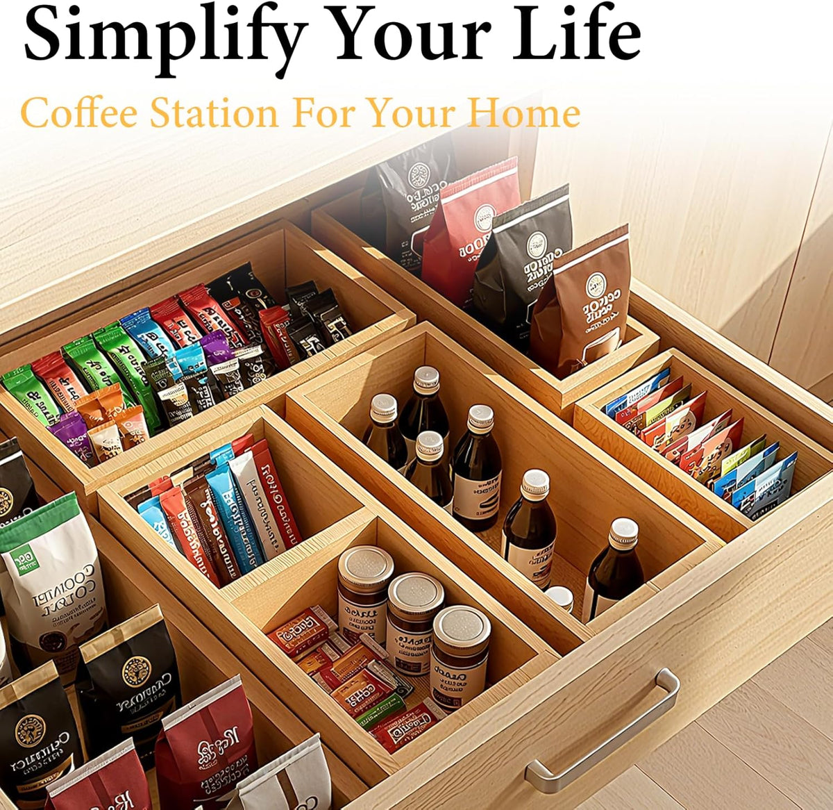 5-Pack Bamboo Drawer Organizers, Multi-Purpose Wooden Dividers for Kitchen, Office, Jewelry & Cosmetics, Desk & Drawer Storage, Gift Idea