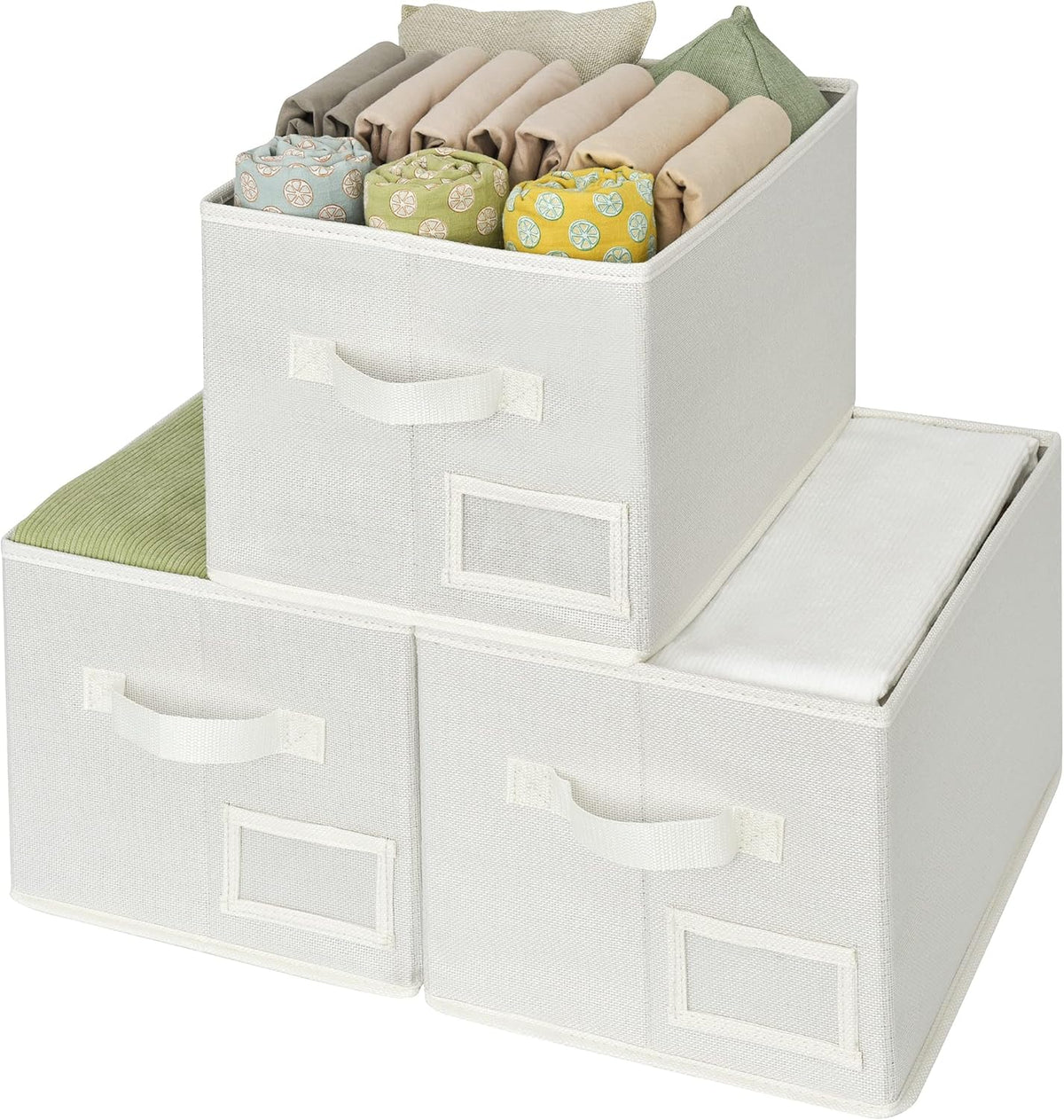 3-Pack Large Fabric Storage Bins with Handles, Collapsible Storage Boxes for Shelves & Closet Organization, Gray