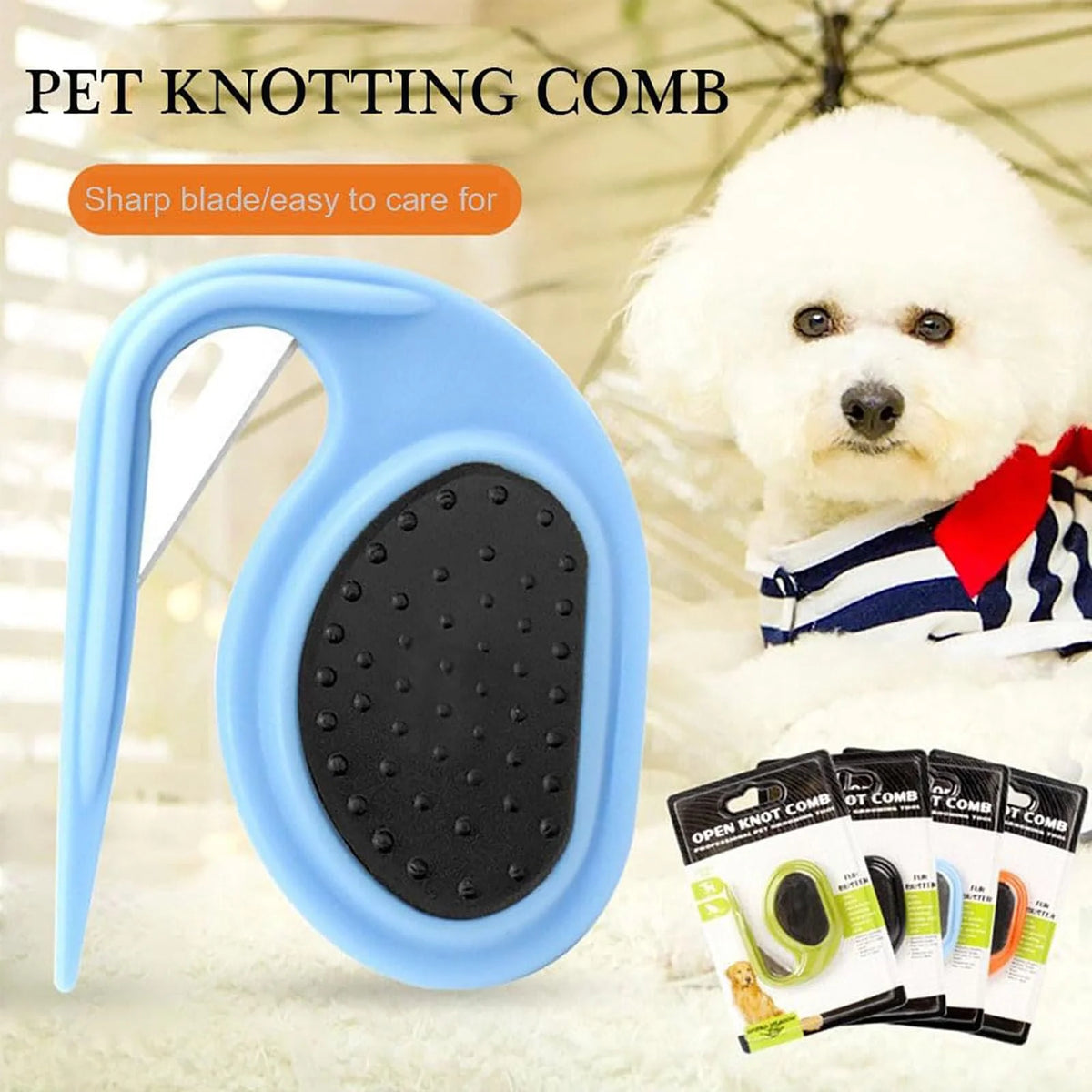 Pet Knotting Comb for Dogs & Cats – De-Matting & Hair Removal Brush for Puppies & Kittens