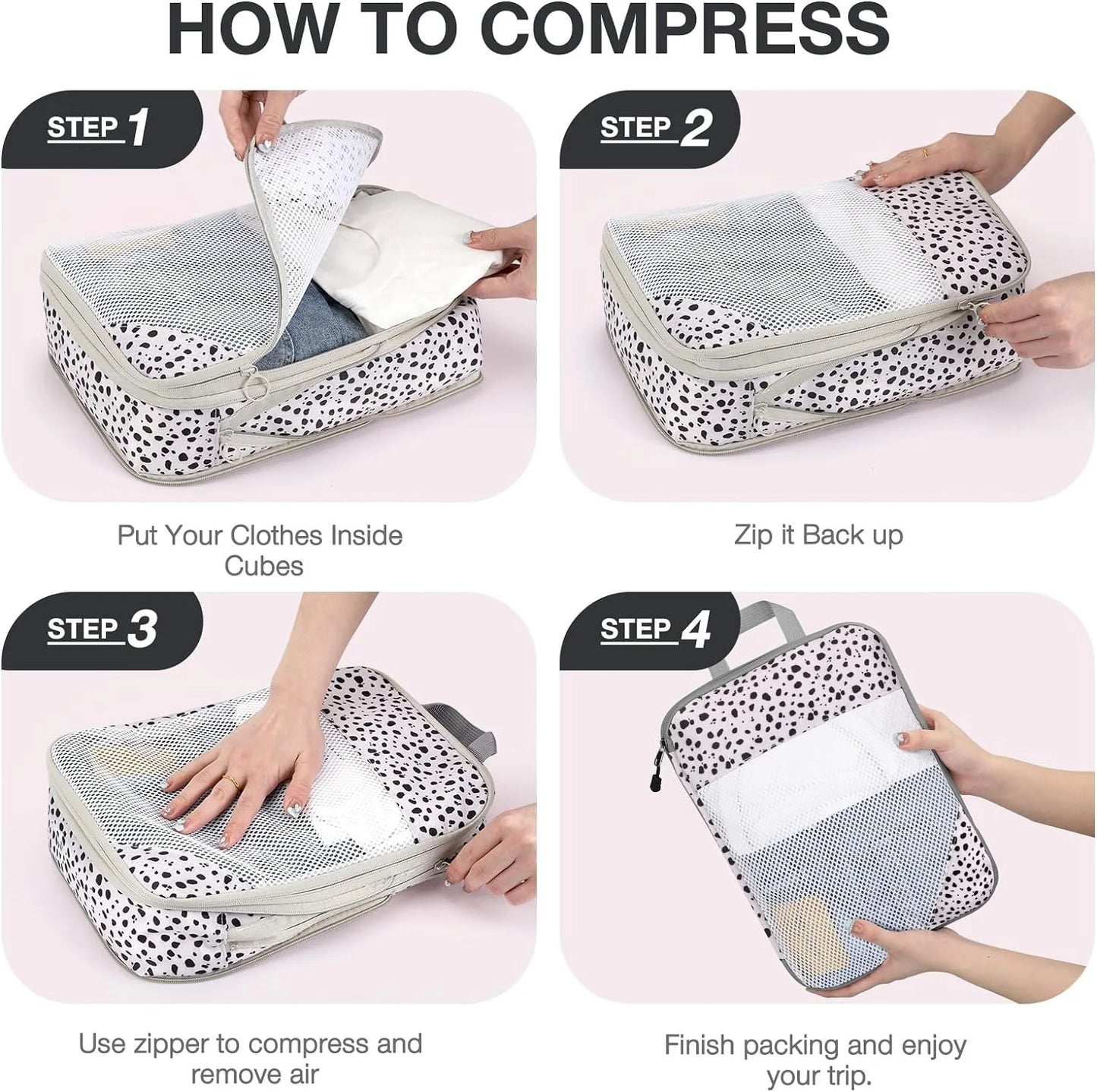 6 Set Compression Packing Cubes for Suitcases, Travel Accessories, Suitcase Organizer, Packing Cubes for Travel Luggage Organizer Women Men