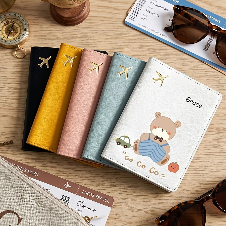 Cute bear passport holder with protective cover