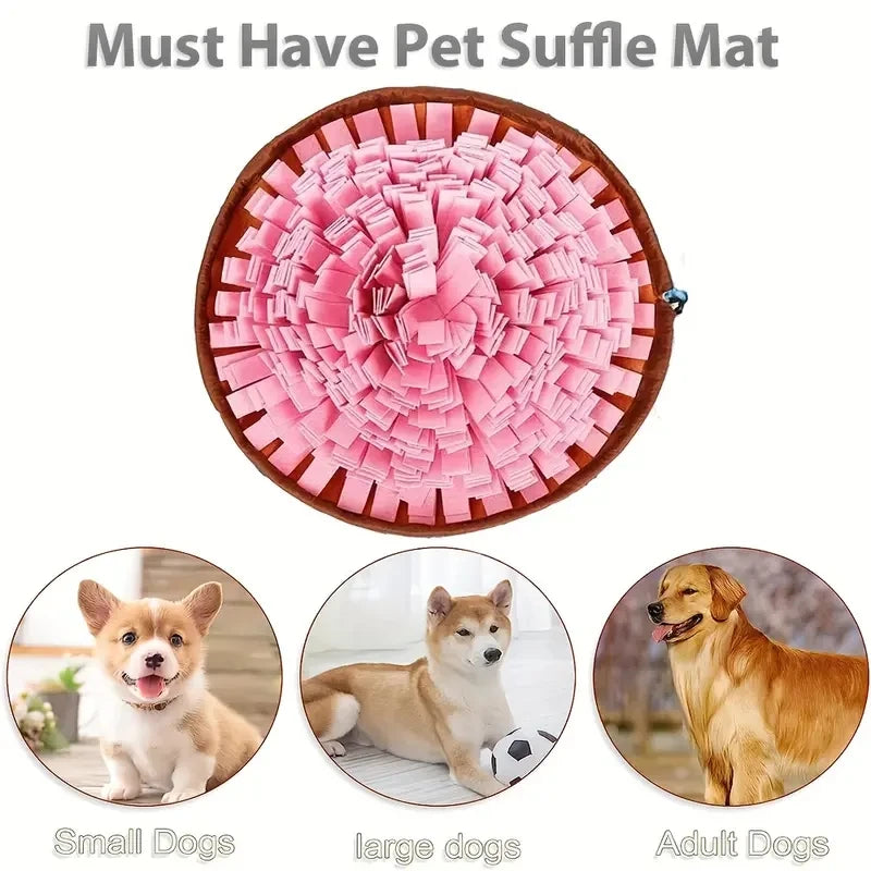 Felt dog sniffing pad with treats hidden in the fabric layers