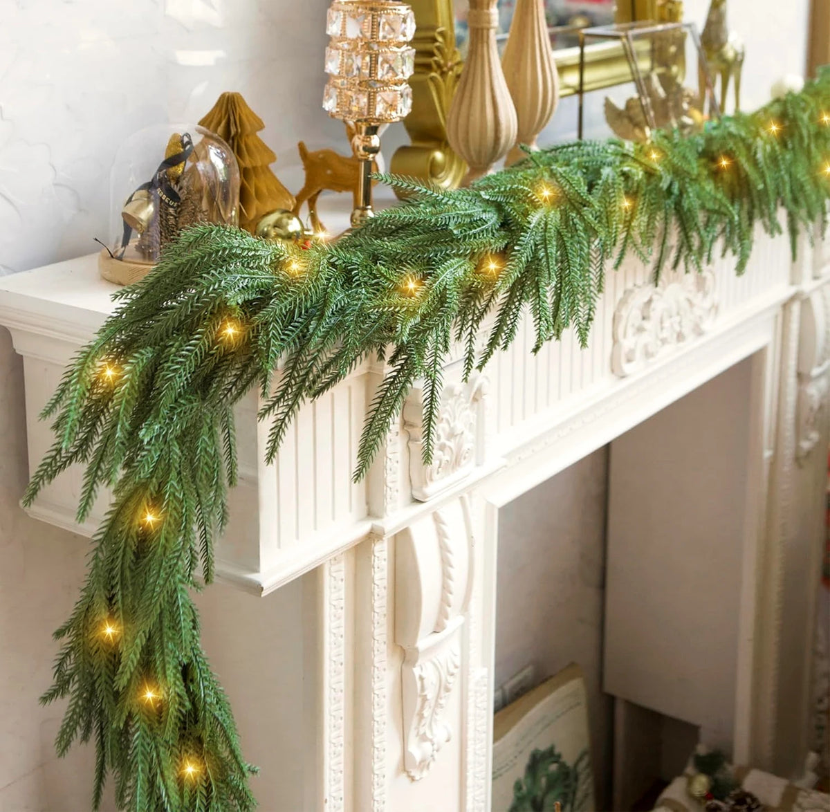 Norfolk pine Christmas garland for mantel - image 3