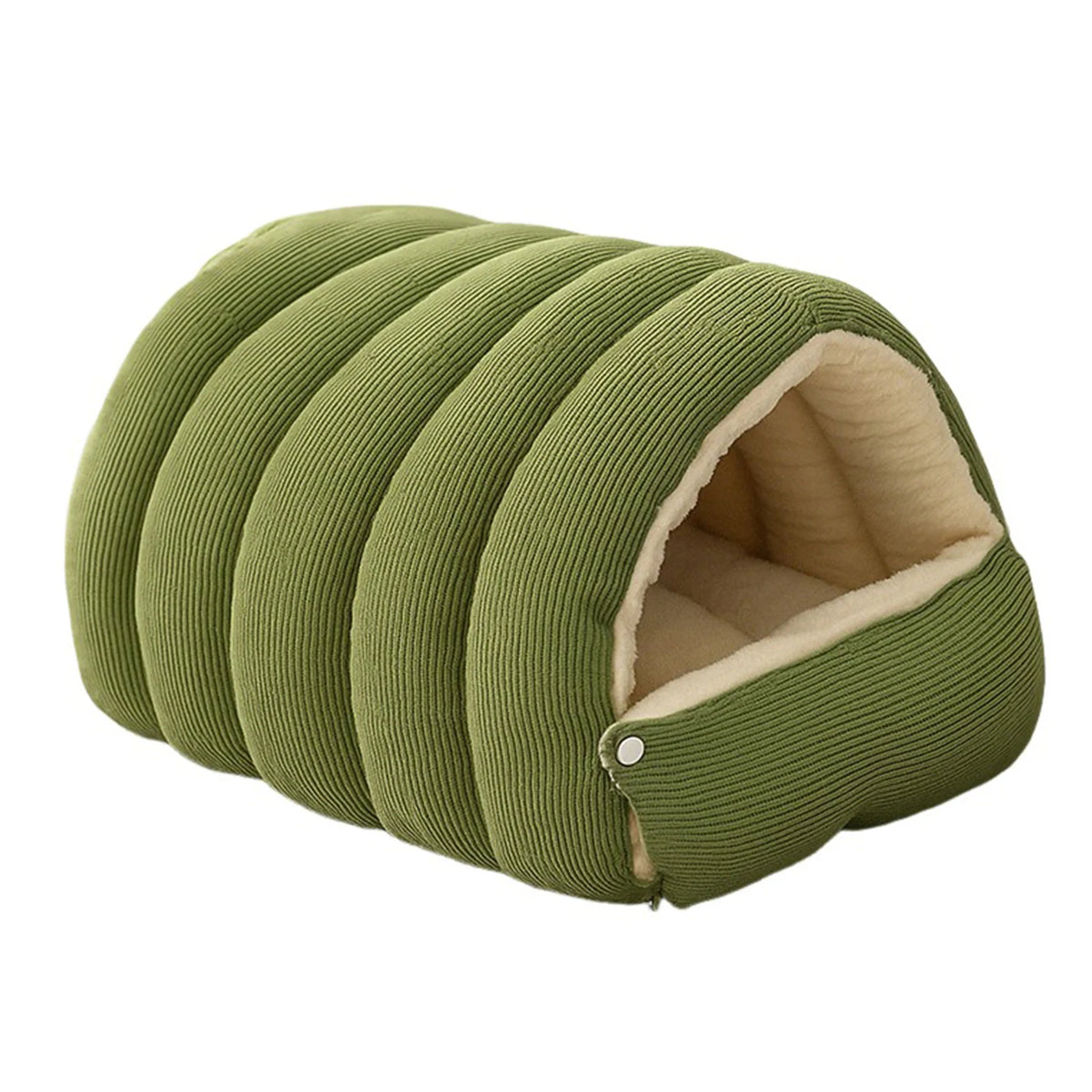 Green plush cat cave bed