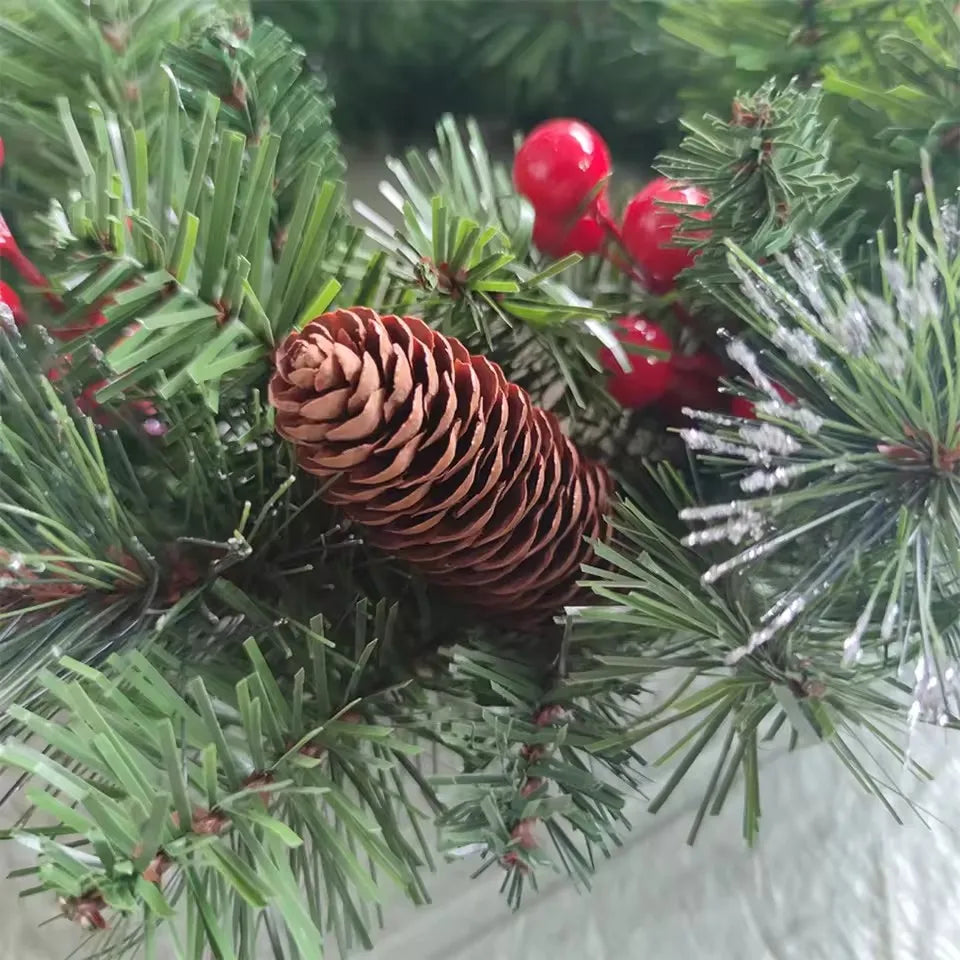 LED pinecone Christmas wreath with red berries - image 5