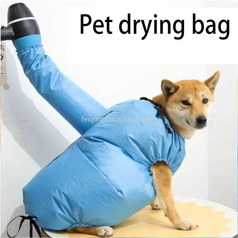 Foldable pet drying bag for dogs and cats