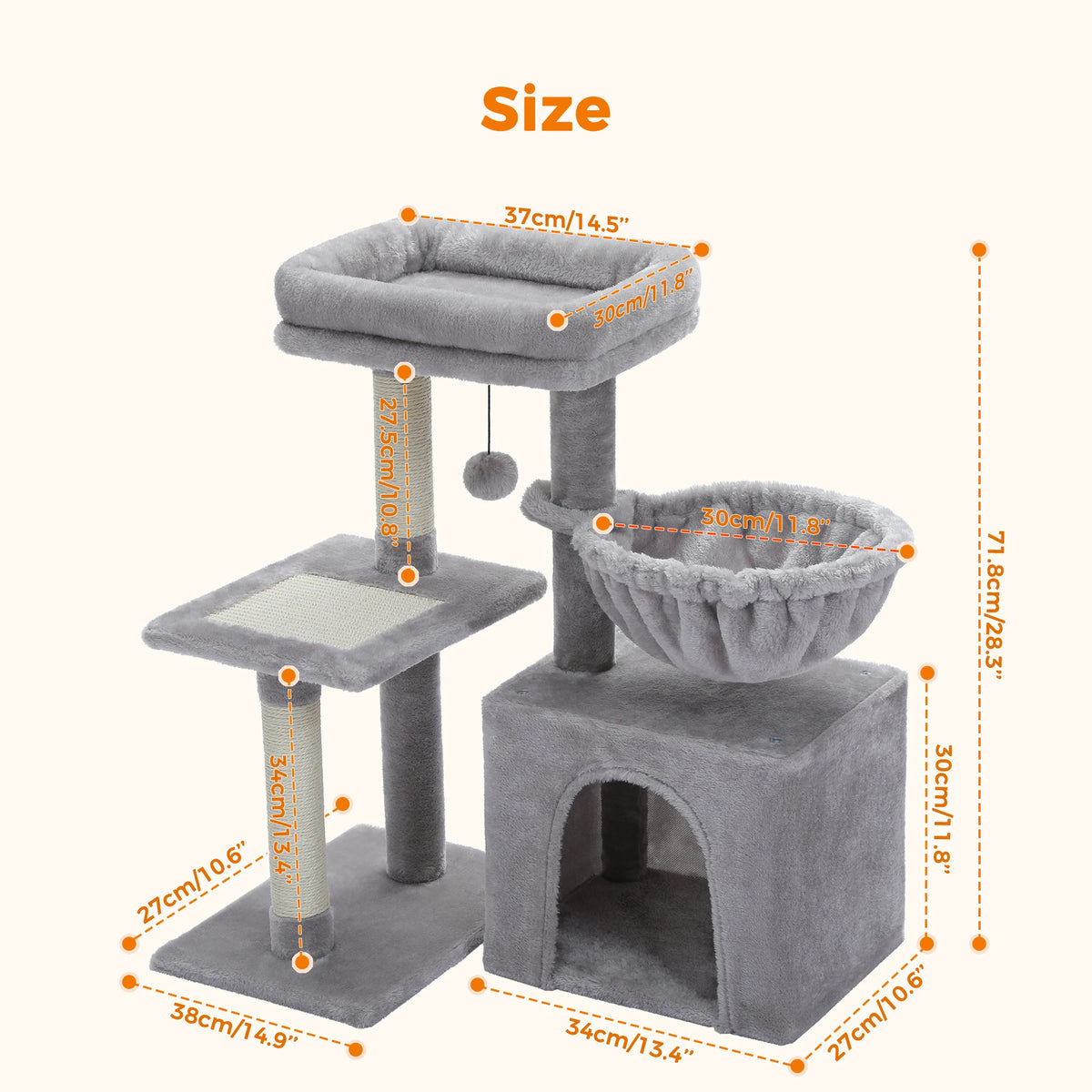 Small cat activity tree for indoor cats
