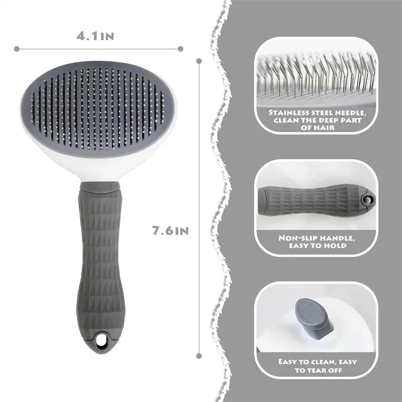 Self-cleaning button releasing pet hair
