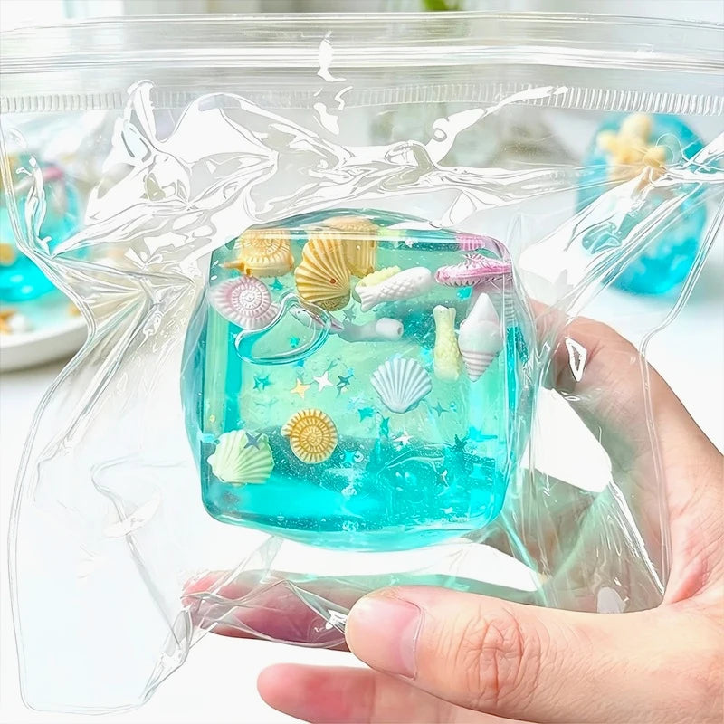 Ocean shell squishy cube stress ball