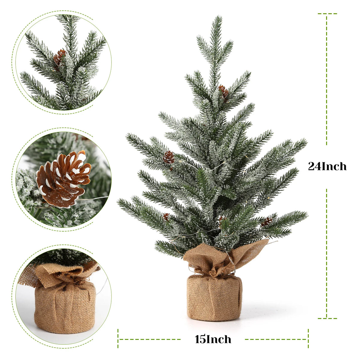 24 inch pre-lit tabletop Christmas tree - image 2