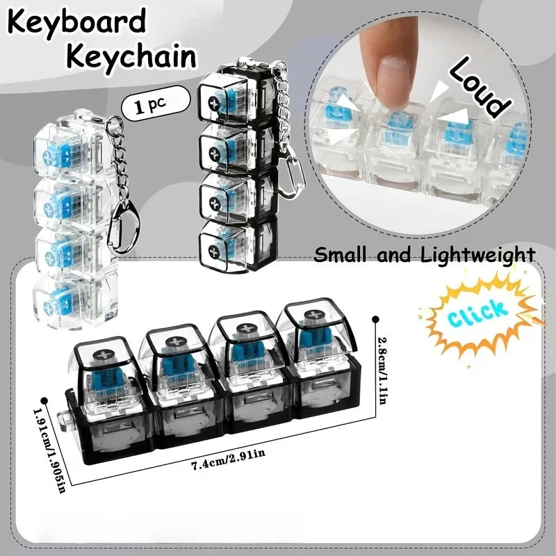 Black clickable keyboard keychain with LED light