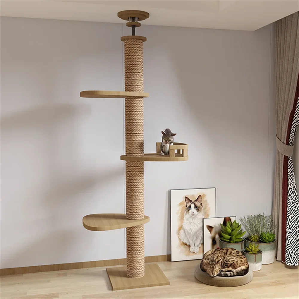 Floor to ceiling cat tree sturdy base and anti-tip design
