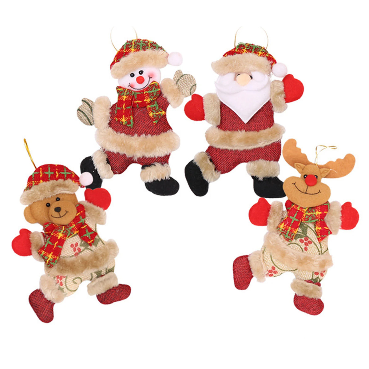 Fabric Christmas hanging ornaments Santa and snowman - image 2