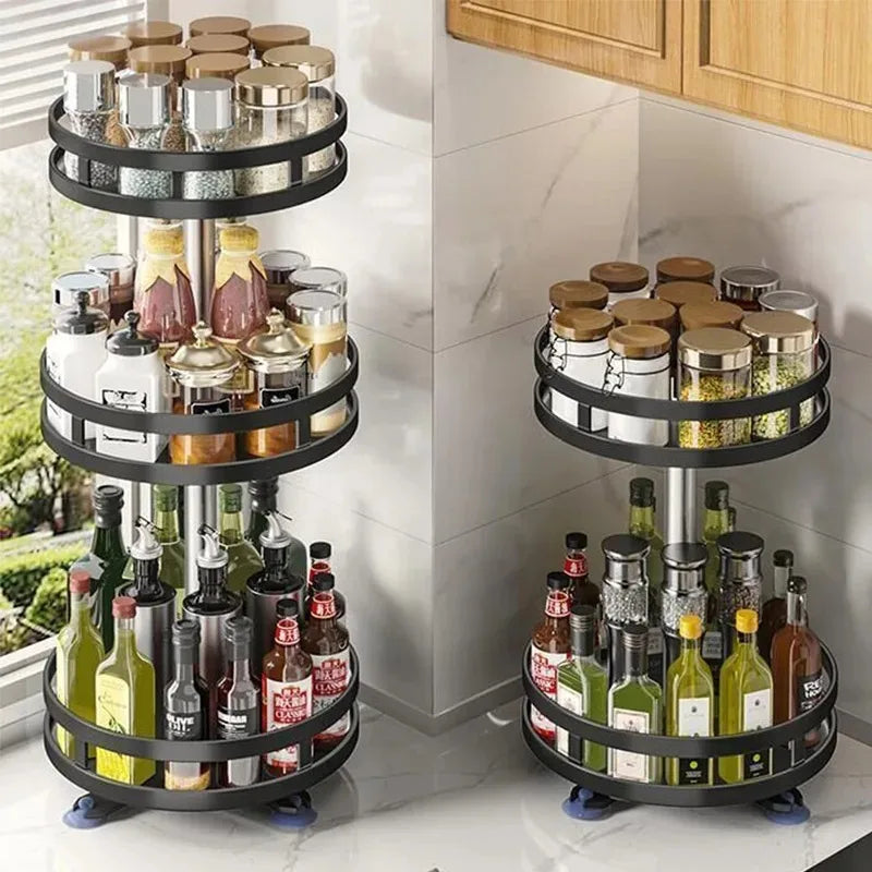 360 degree rotating spice rack organizer for kitchen