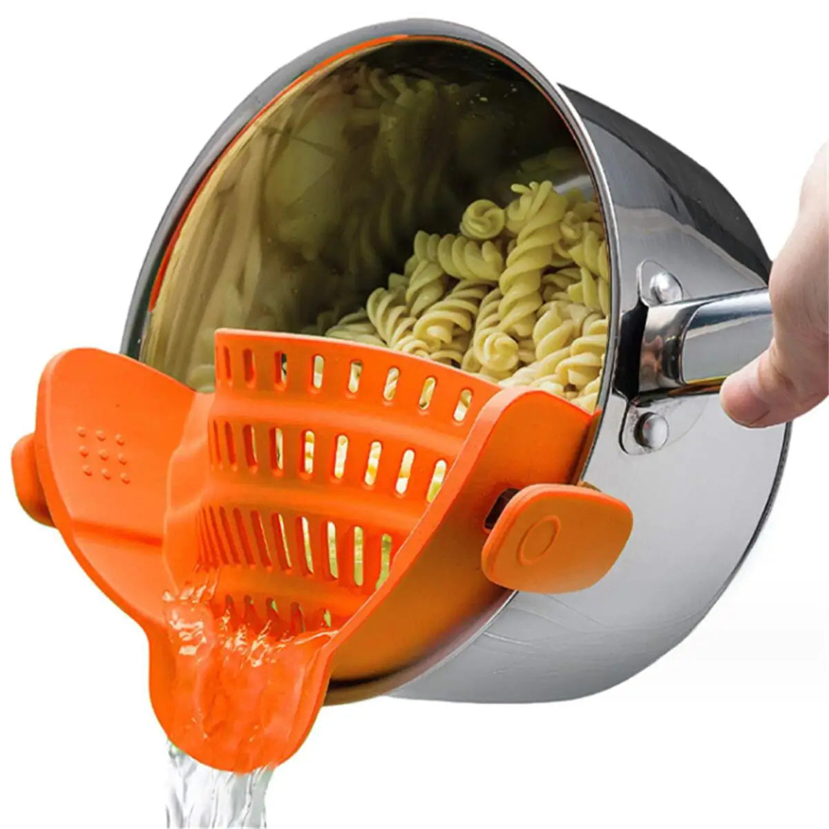 Purple clip-on pot strainer