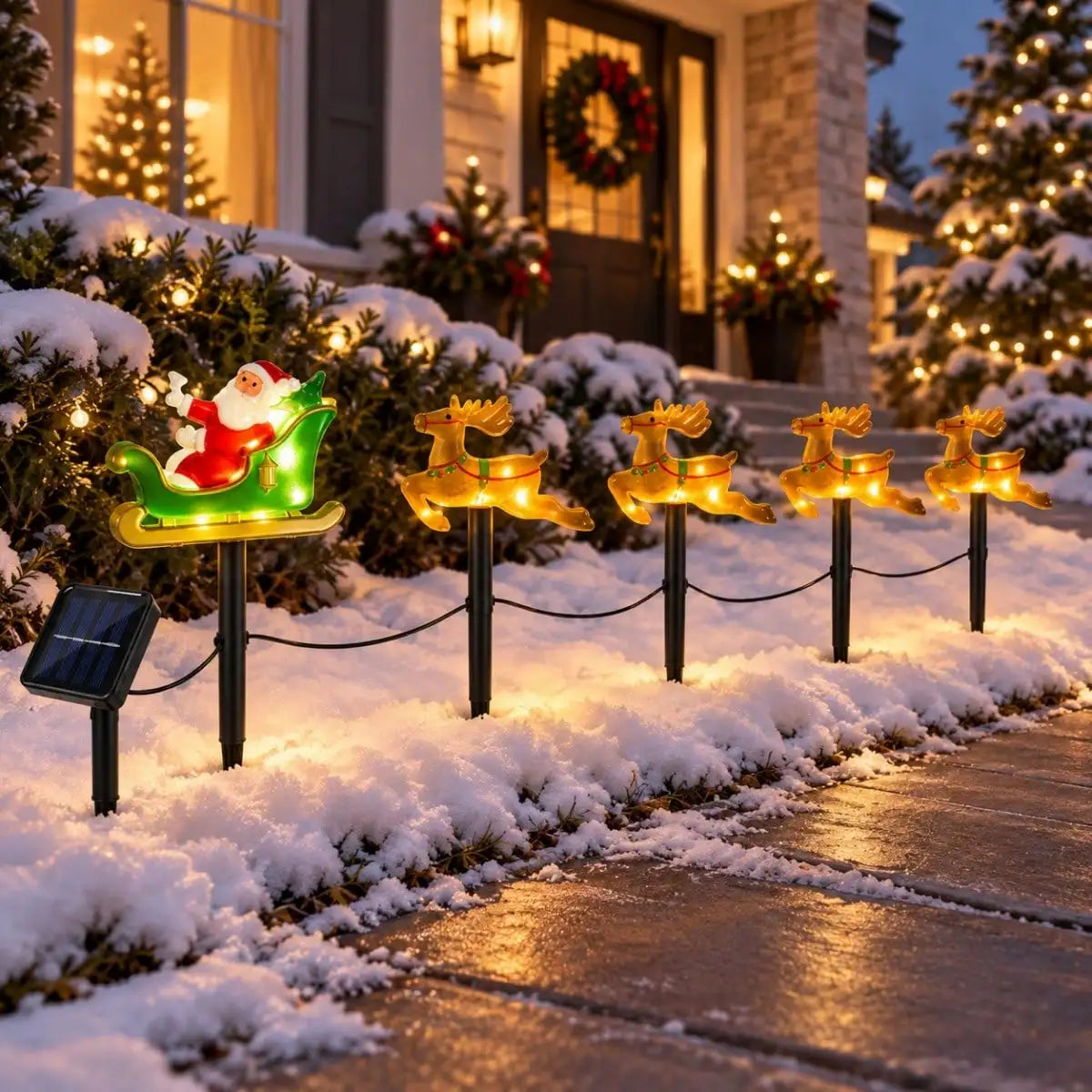 Solar Santa sleigh and reindeer Christmas stake lights - image 6