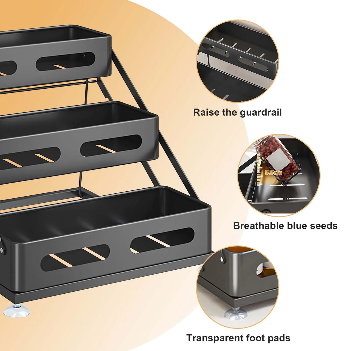 3-tier seasoning organizer rack dimensions