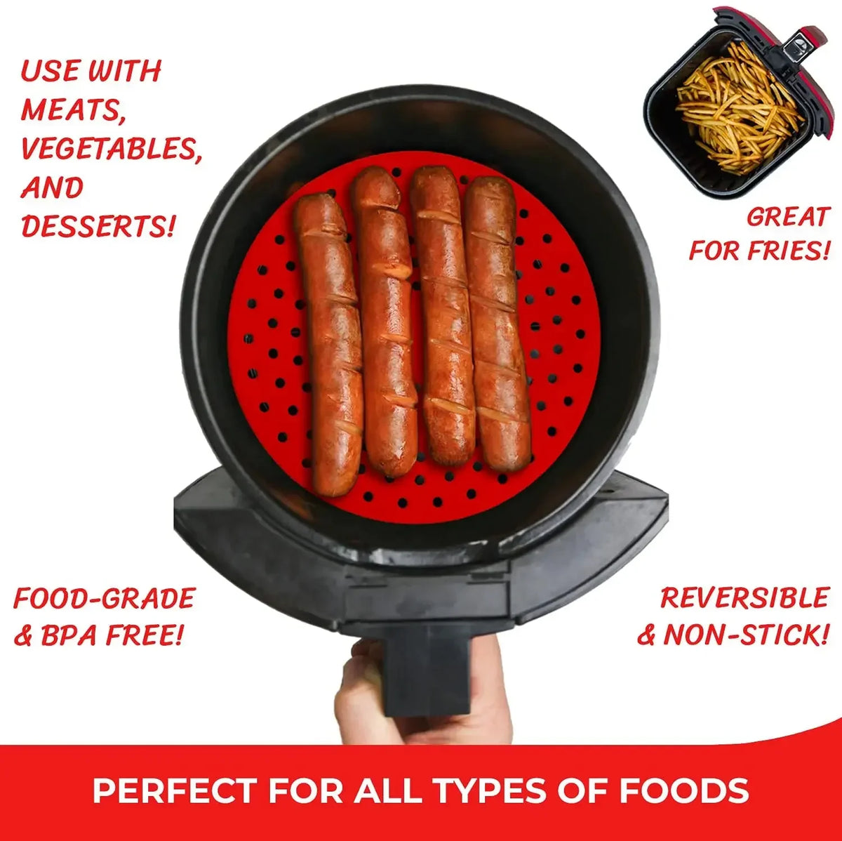 Square silicone air fryer liner 8.5 inch