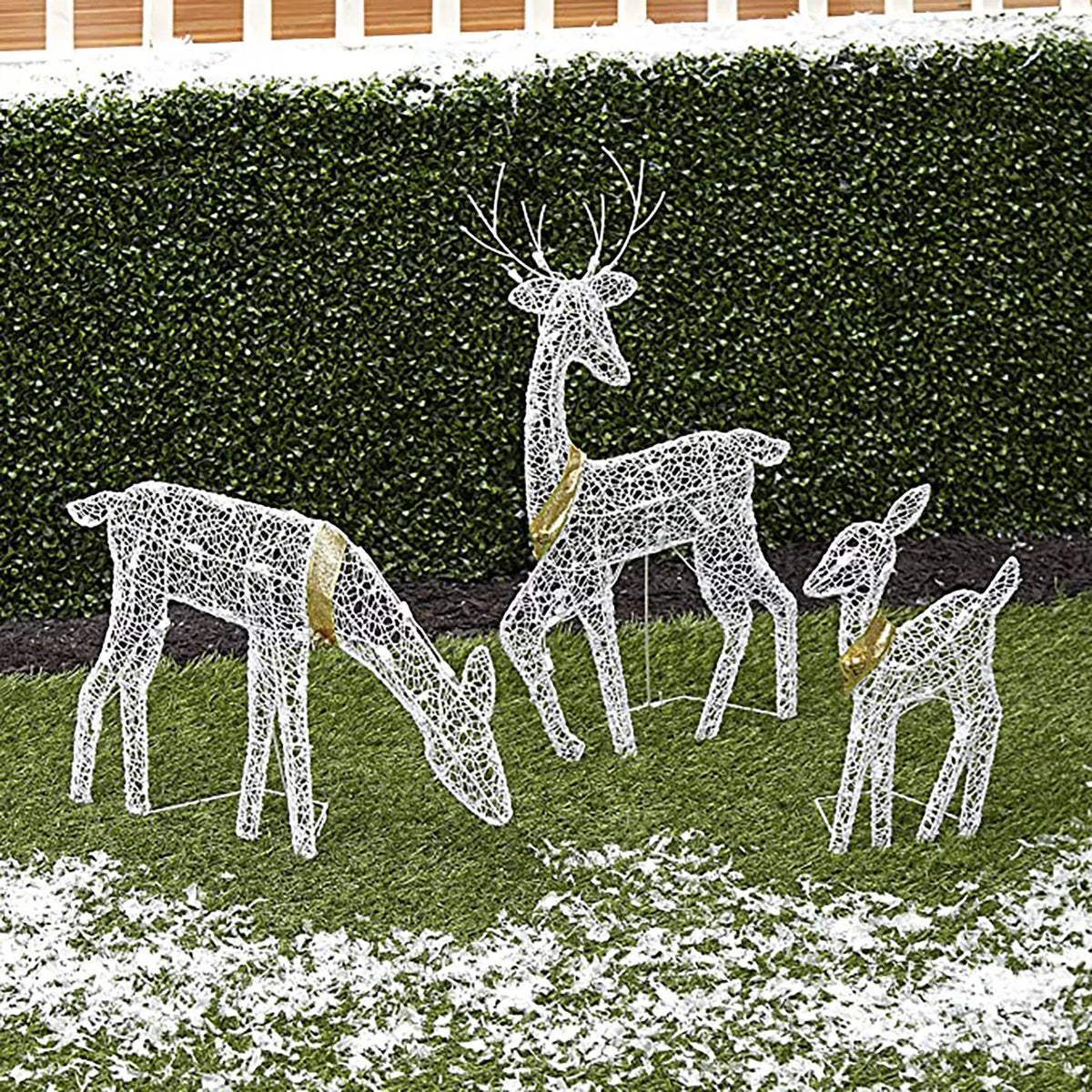 3 piece lighted Christmas reindeer family yard decor - image 3