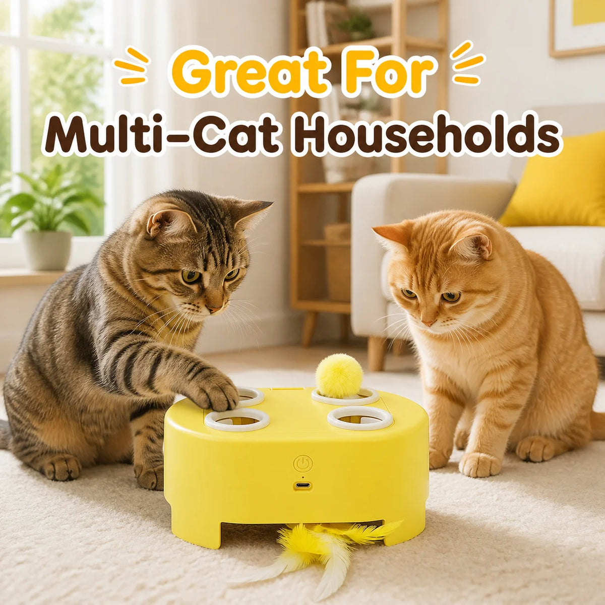 Automatic whack-a-mole cat toy for indoor pets