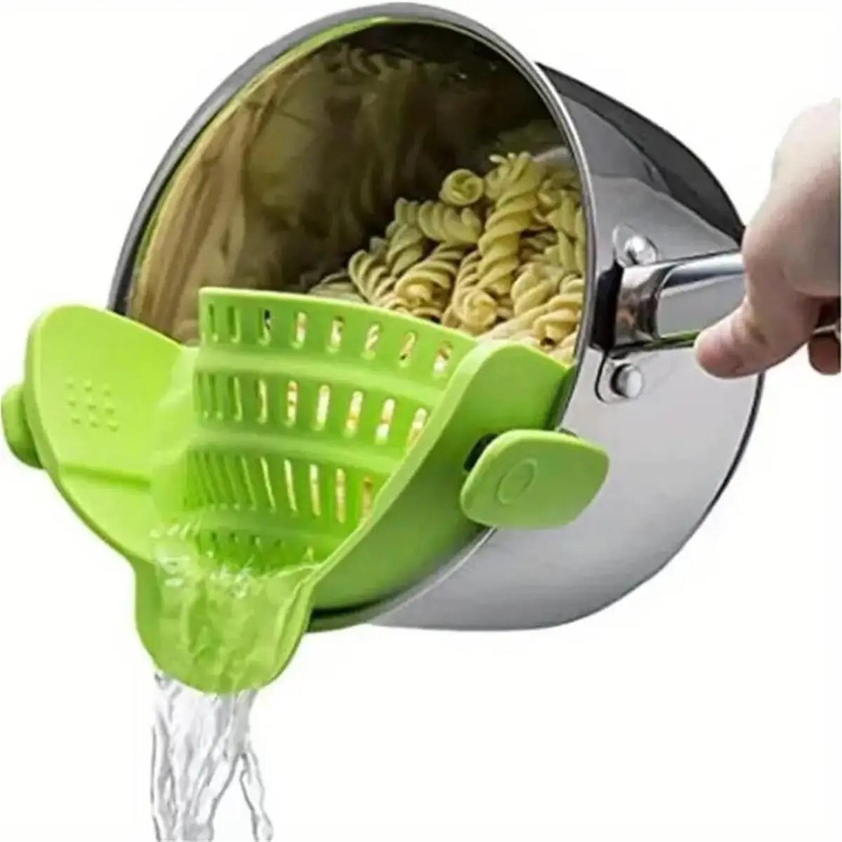 Red clip-on pot strainer