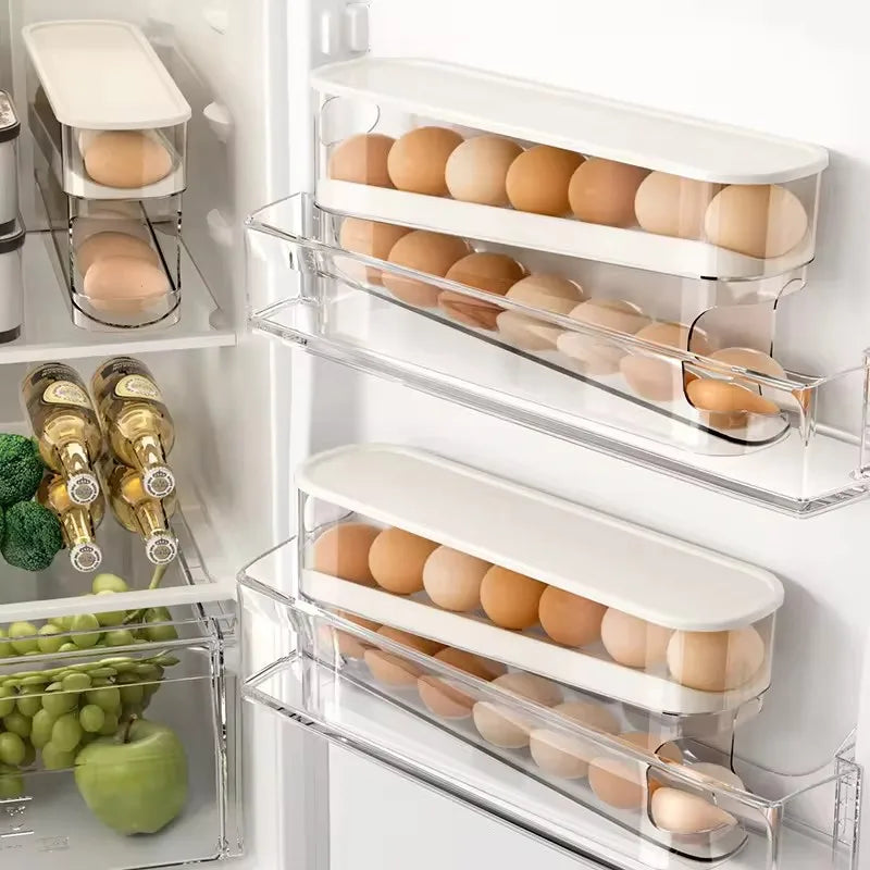 Transparent white rolling egg holder