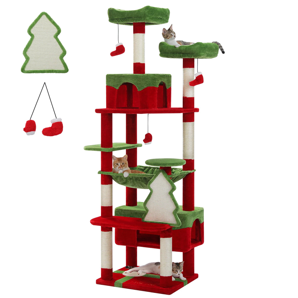 cat playing on large cat tree for big cats