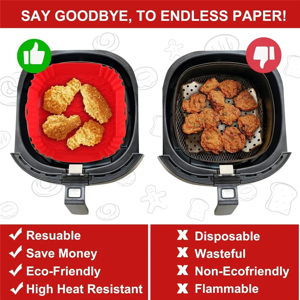 Red silicone air fryer liner