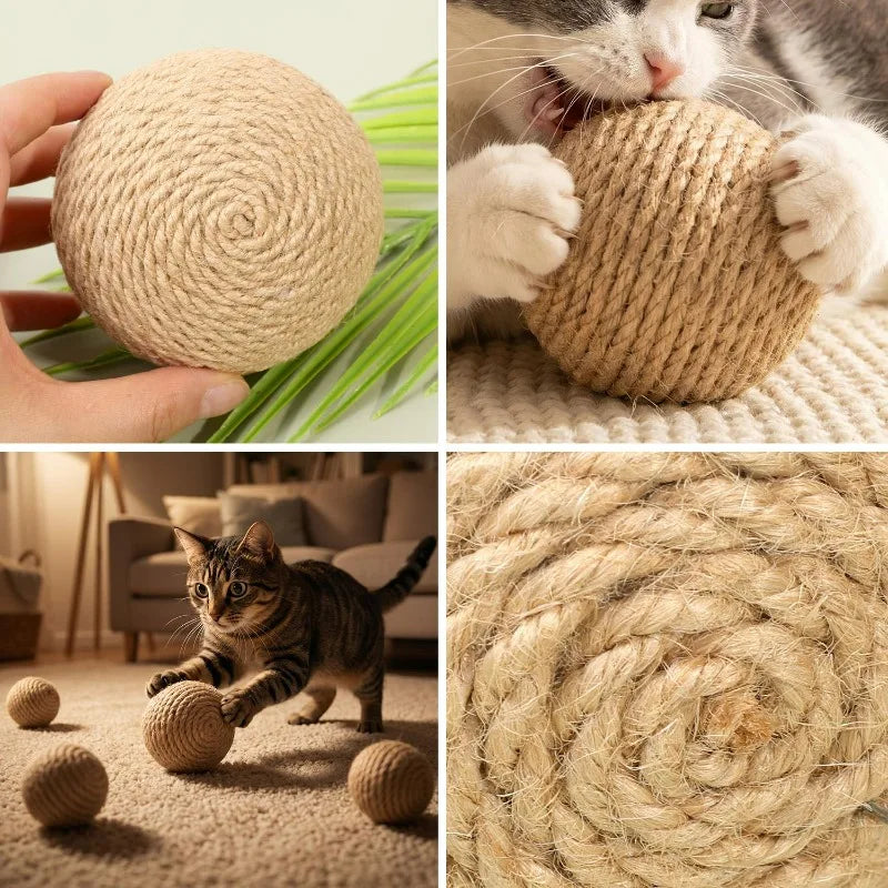 Jute cat scratching ball chew toy - image 5