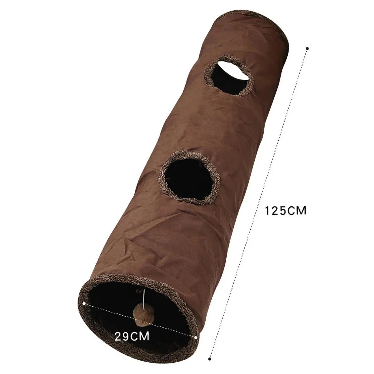 Foldable suede cat tunnel interactive play