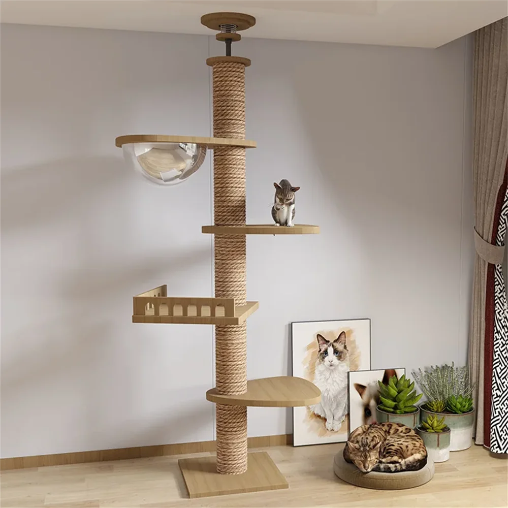 Floor to ceiling cat tree assembly and size details